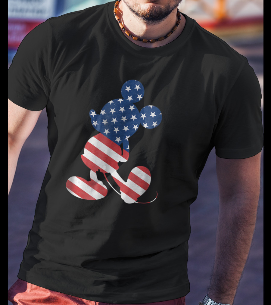 Mickey Mouse USA American Flag Disney T-Shirt