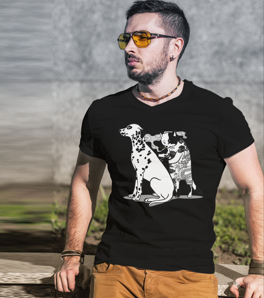 Cat And Dog Tattoo Humor For Tattoo Lover T-Shirt