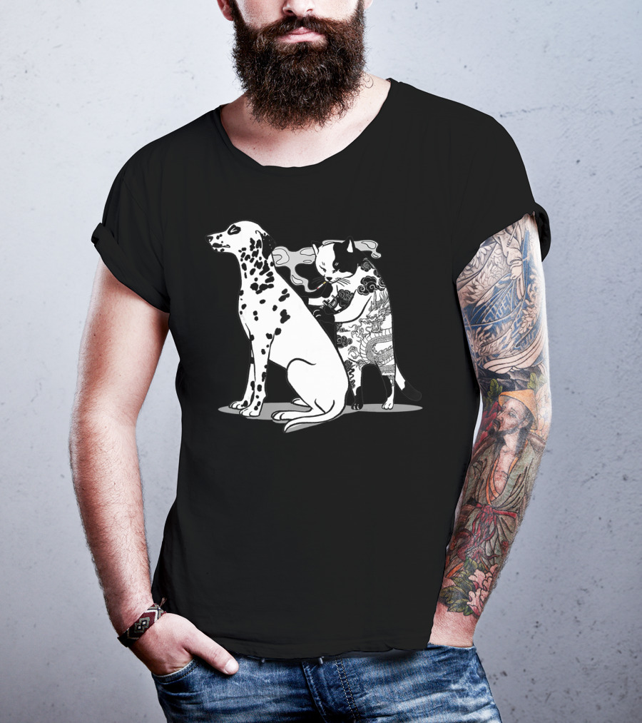 Cat And Dog Tattoo Humor For Tattoo Lover T-Shirt