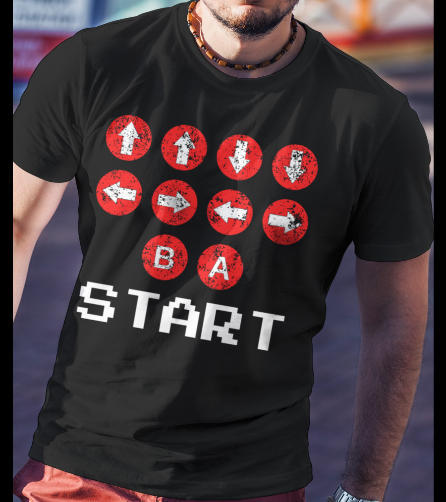 Konami Code Vintage Gaming Up Up Down Down Left Right B A Start T-Shirt