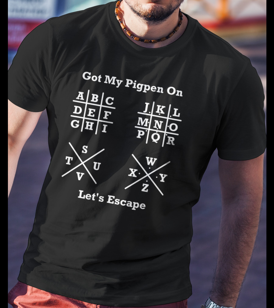 Got My Pigpen On Let's Escape Alphabet Code Grid T-Shirt