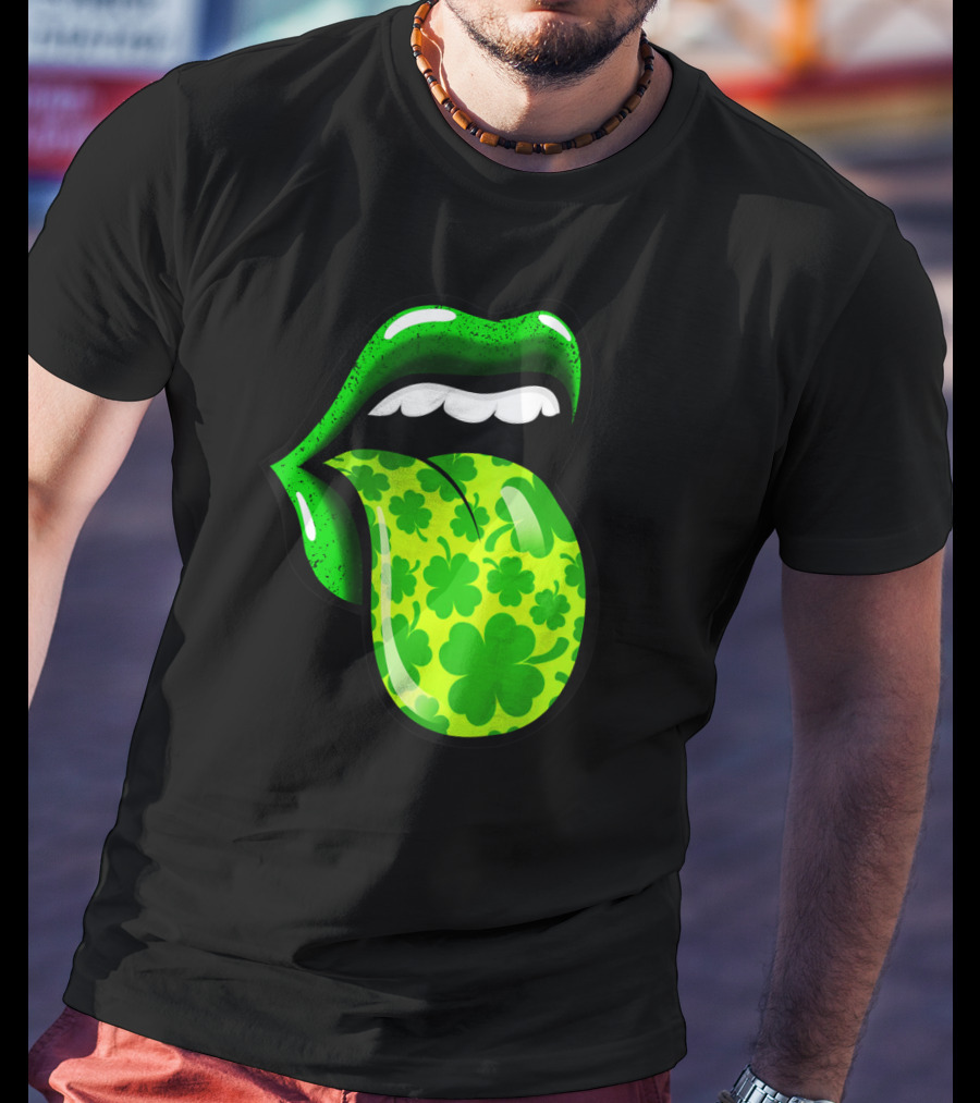 Green Shamrock Lips St Patricks Day Women T-Shirt