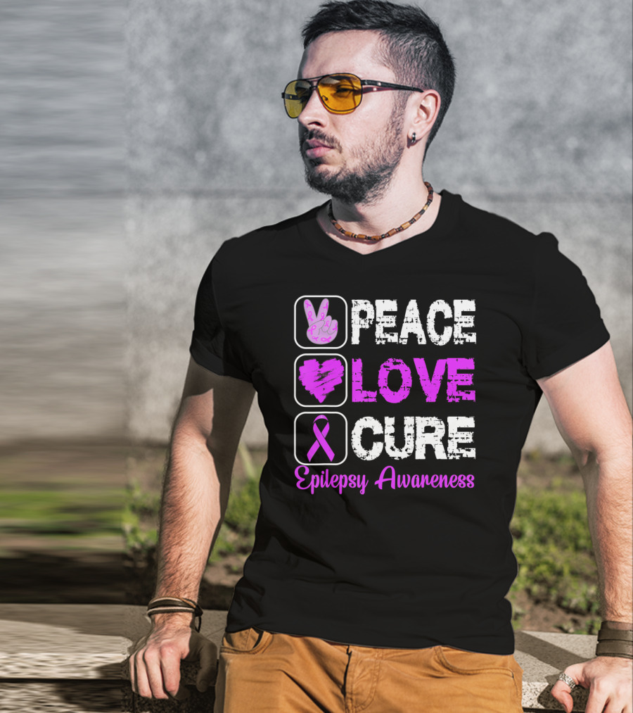 Peace Love Cure Epilepsy Awareness T-Shirt