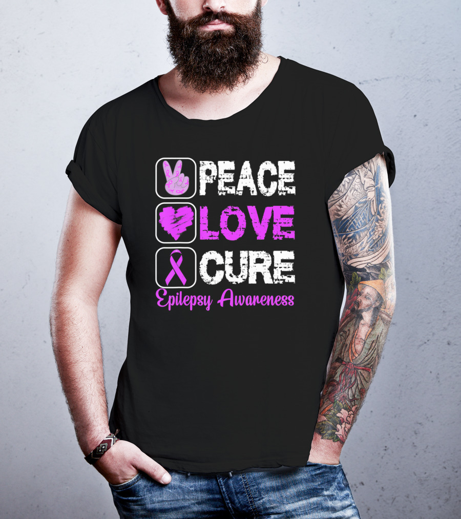 Peace Love Cure Epilepsy Awareness T-Shirt