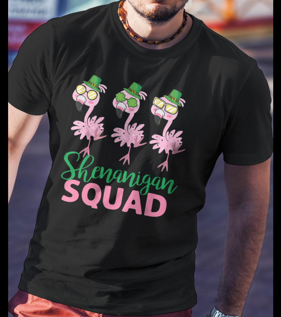 Shenanigan Squad Flamingo St. Patrick's Day T-Shirt