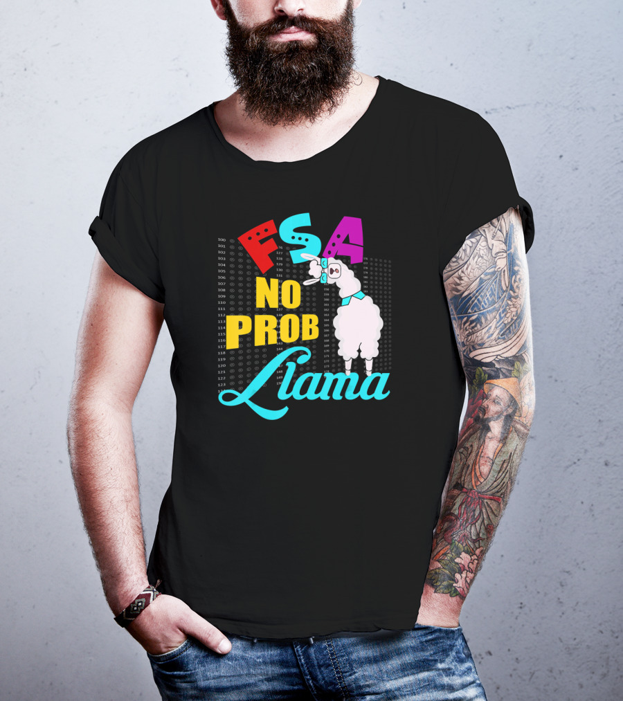 FSA No Prob Llama Teacher Bubble Sheet Fun T-Shirt