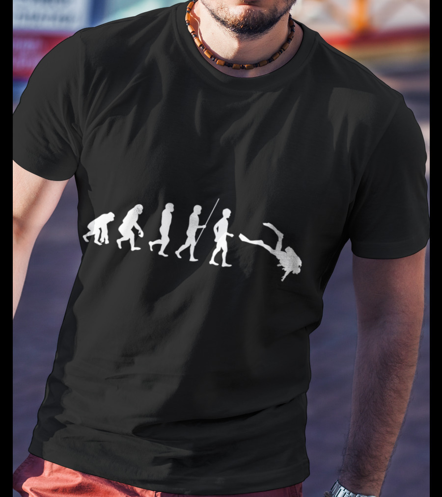 Evolution Of Man To Funny Scuba Diver T-Shirt