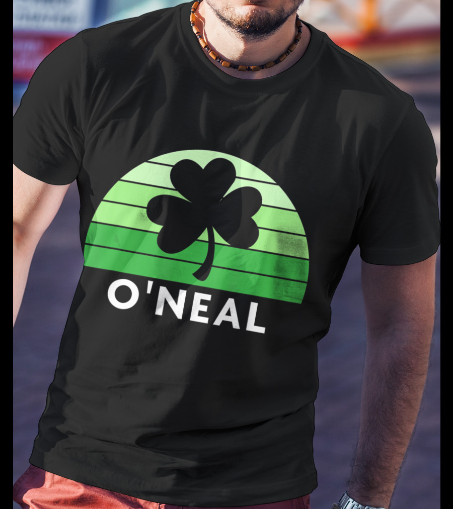 O'Neal Irish Family Name Shamrock Green Stripes T-Shirt