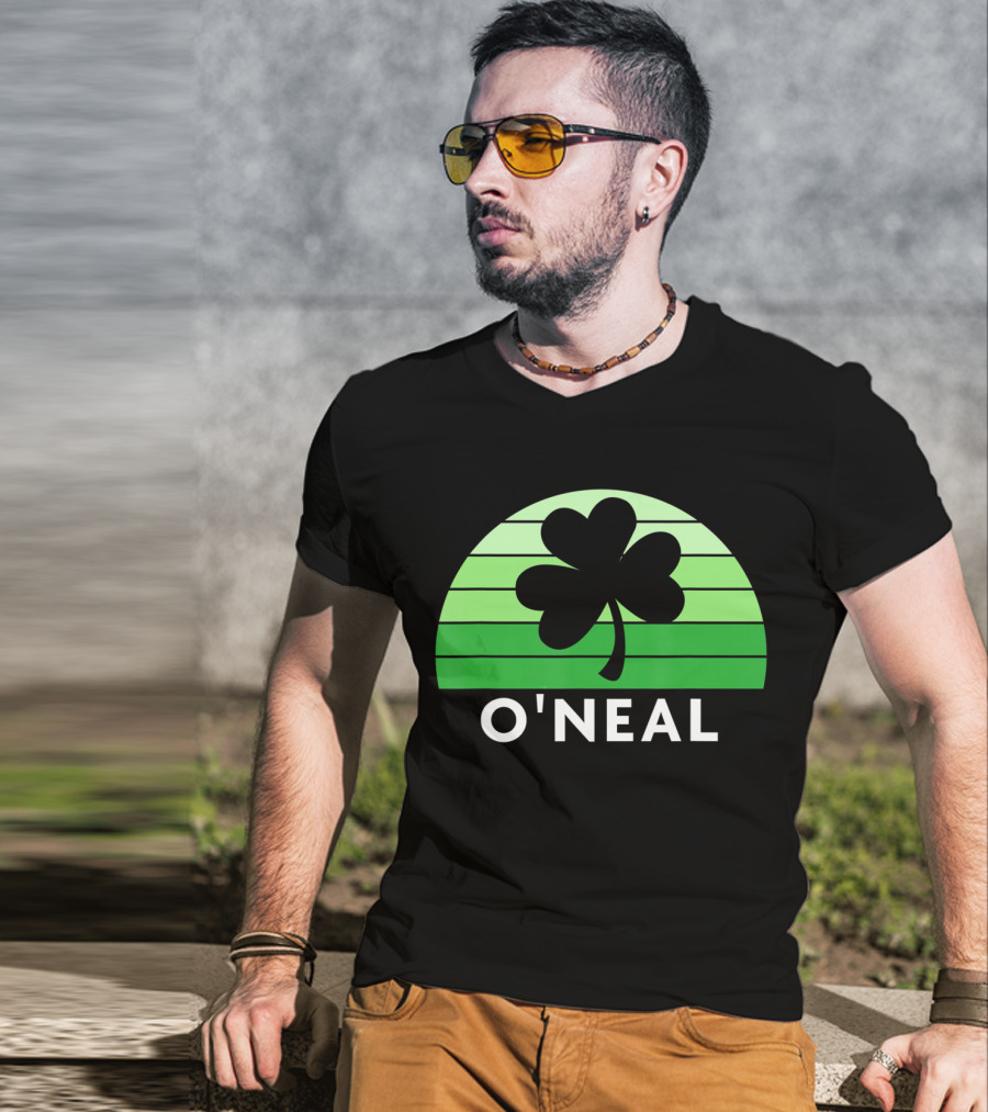 O'Neal Irish Family Name Shamrock Green Stripes T-Shirt