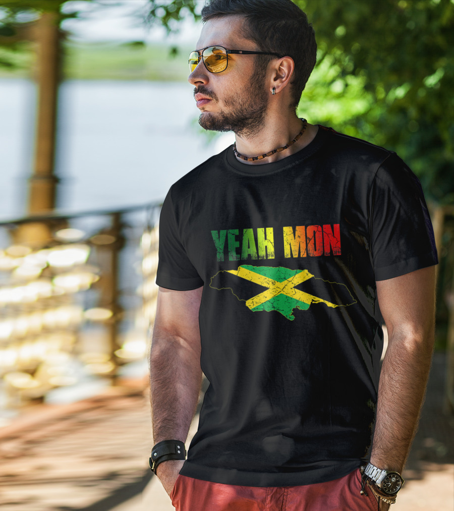 Yeah Mon Jamaican Map Flag Colors T-Shirt