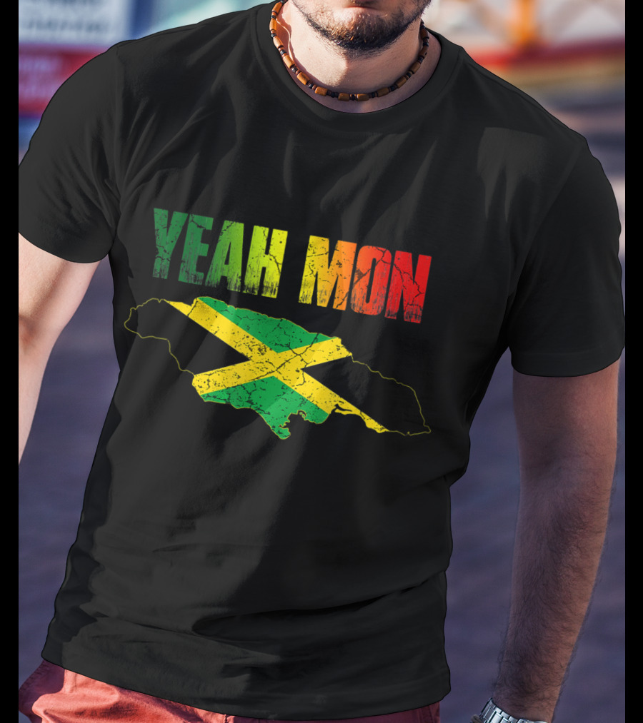 Yeah Mon Jamaican Map Flag Colors T-Shirt