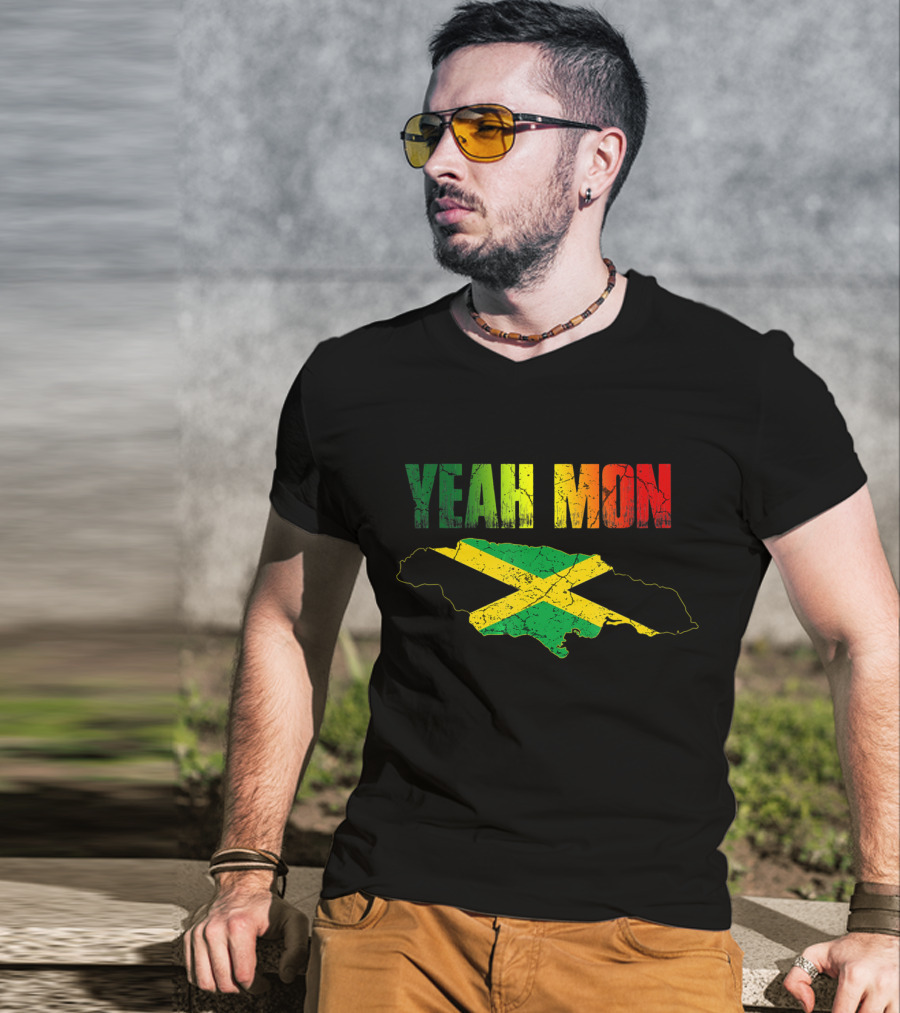 Yeah Mon Jamaican Map Flag Colors T-Shirt