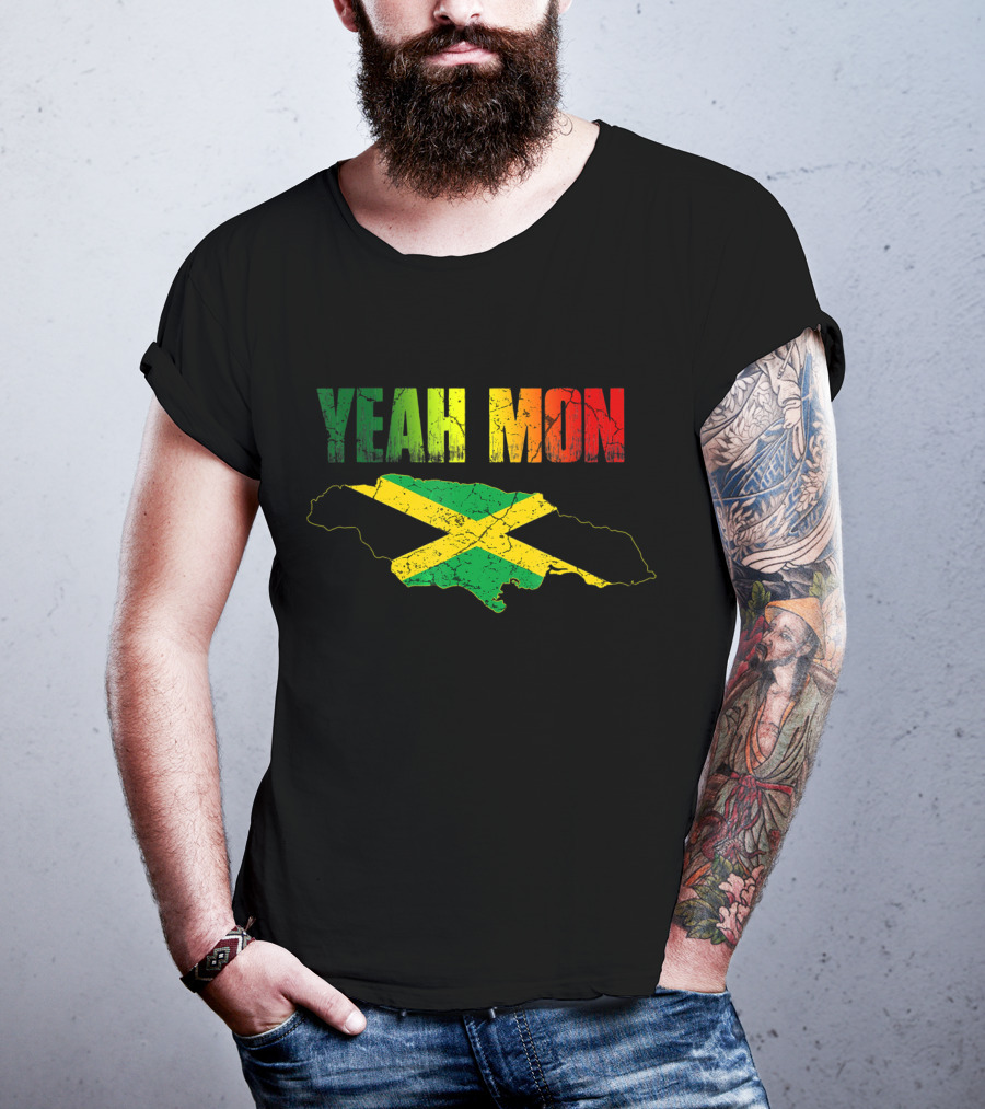 Yeah Mon Jamaican Map Flag Colors T-Shirt