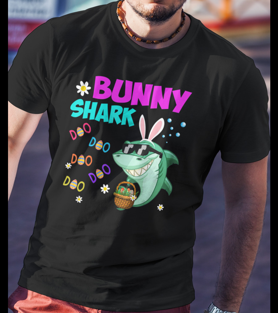 Bunny Shark Doo Easter Toddler Bunny Shark Sunglasses Basket T-Shirt