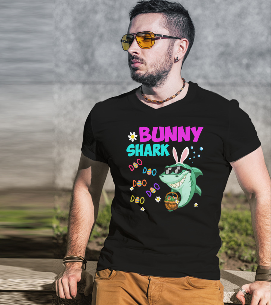 Bunny Shark Doo Easter Toddler Bunny Shark Sunglasses Basket T-Shirt