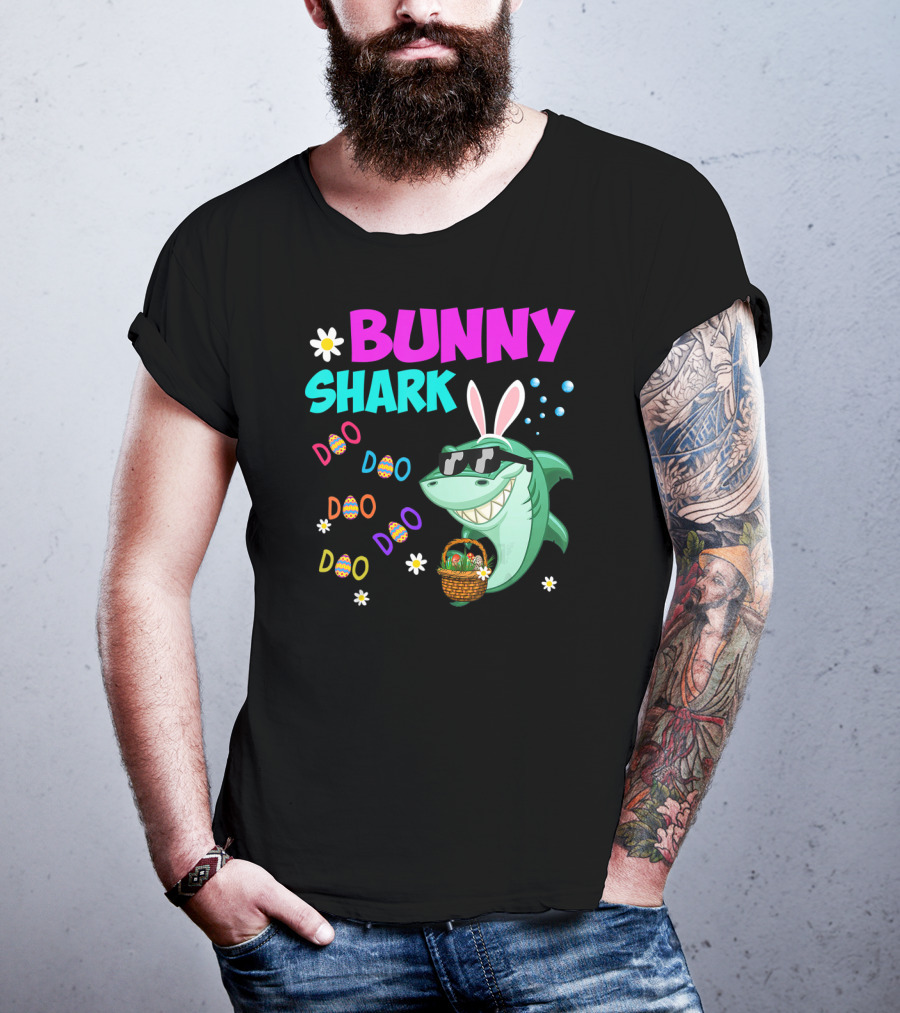 Bunny Shark Doo Easter Toddler Bunny Shark Sunglasses Basket T-Shirt