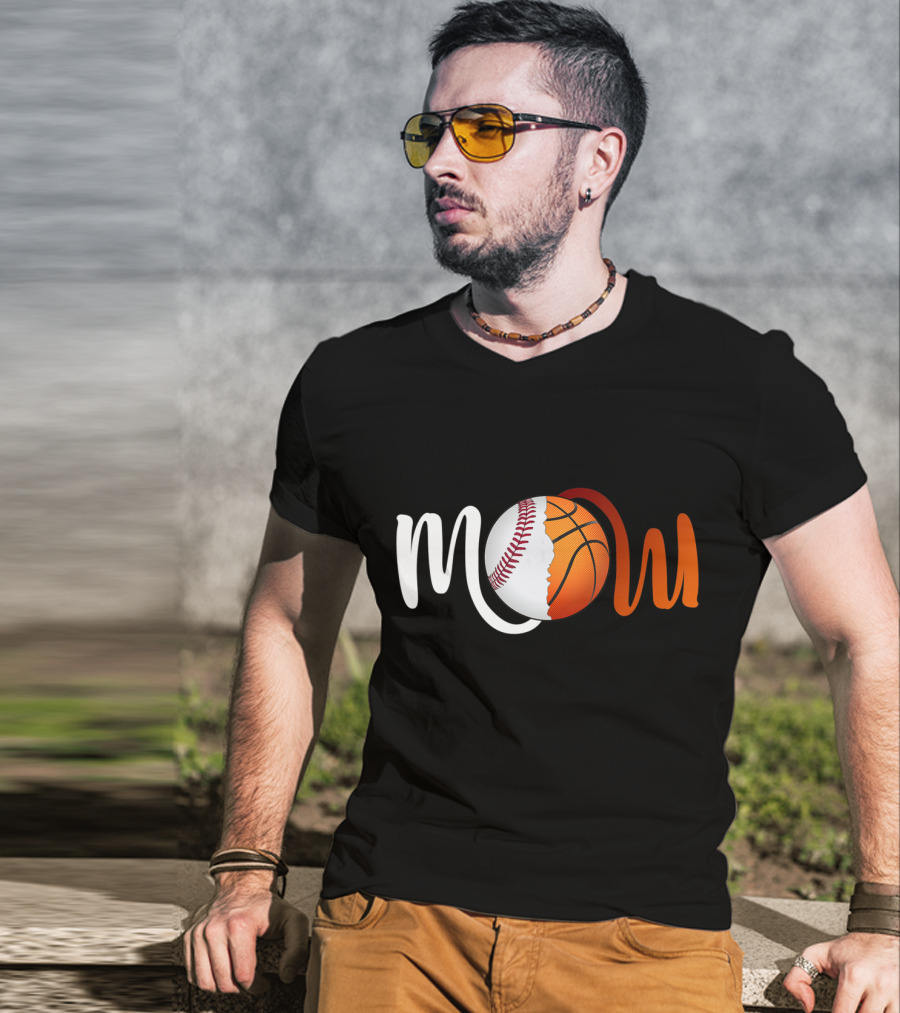 Mom Baseball Basketball Fusion T-Shirt