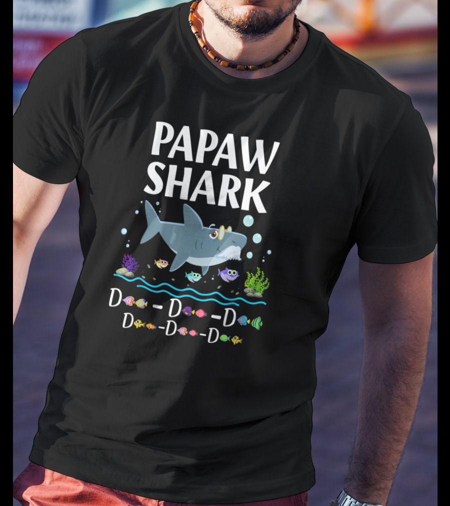 Papaw Shark D-D-D-D Daddy Grandpa Shark Family Fun T-Shirt