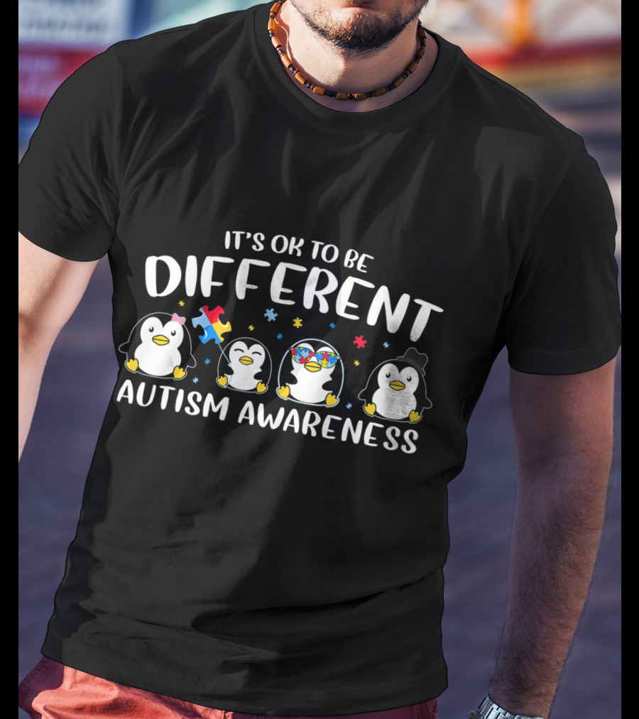 It's OK To Be Different Penguin Autism Awareness T-Shirt