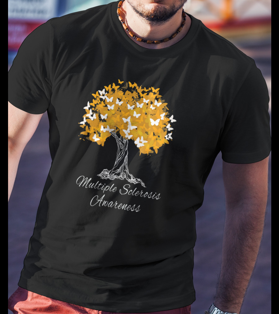 Multiple Sclerosis Awareness Tree With Butterflies T-Shirt