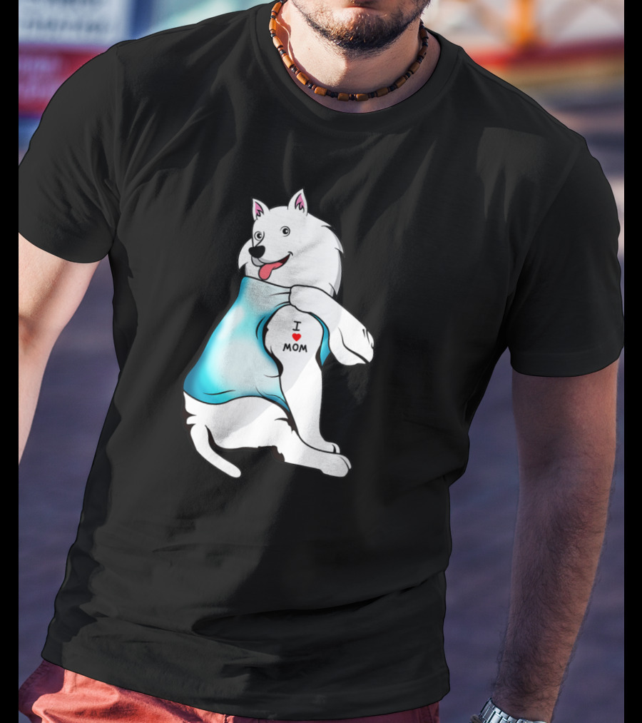 American Eskimo Dog Tattoo I Love Mom T-Shirt