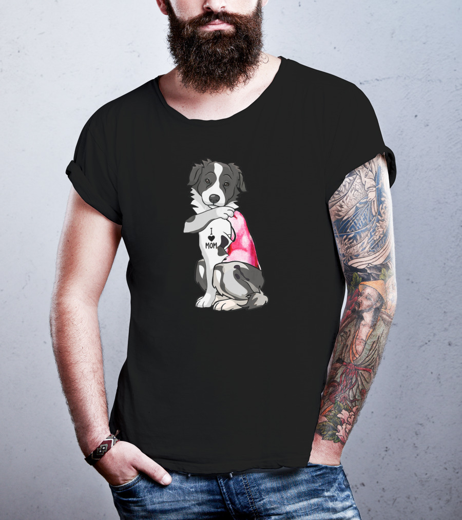 Border Collie Dog I Love Mom T-Shirt