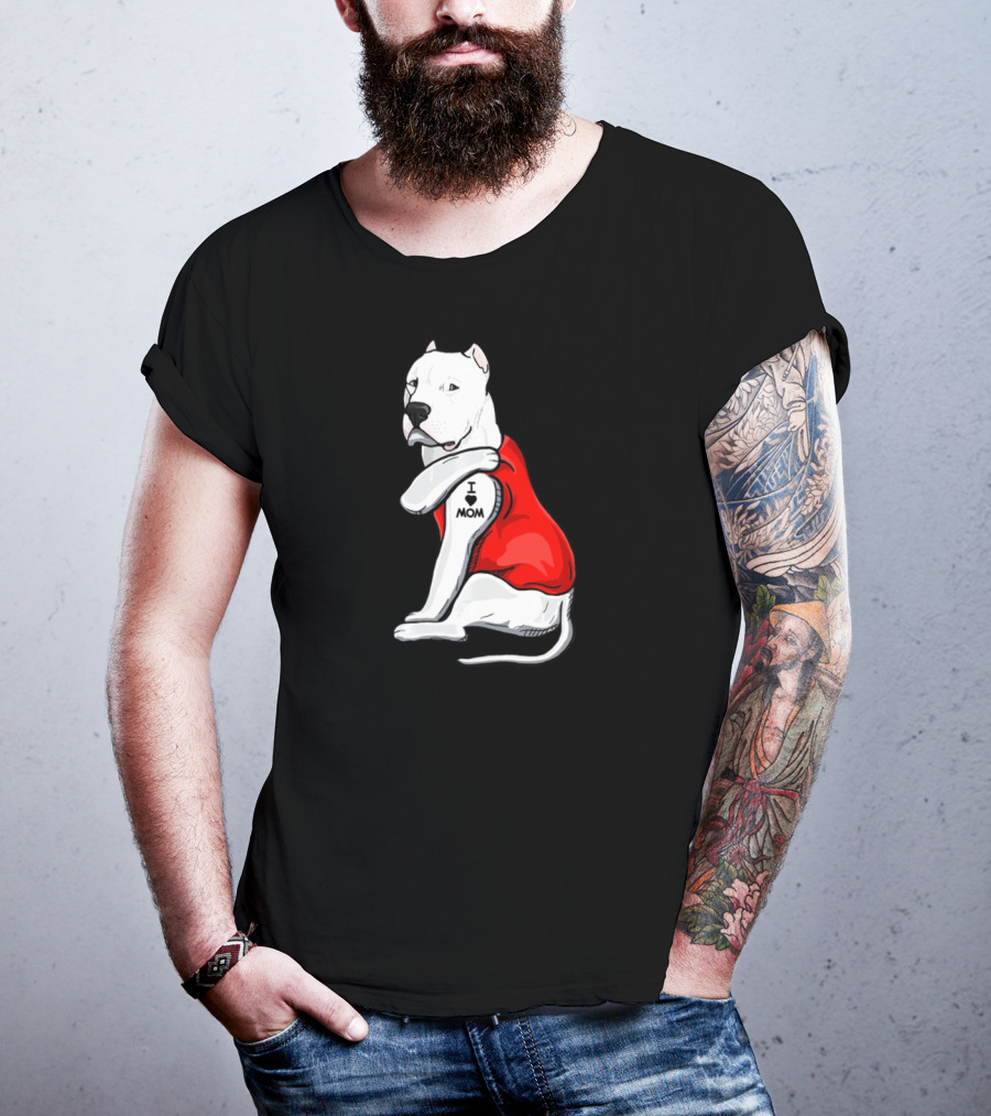 Dogo Argentino I Love Mom Tattoo Red T-Shirt