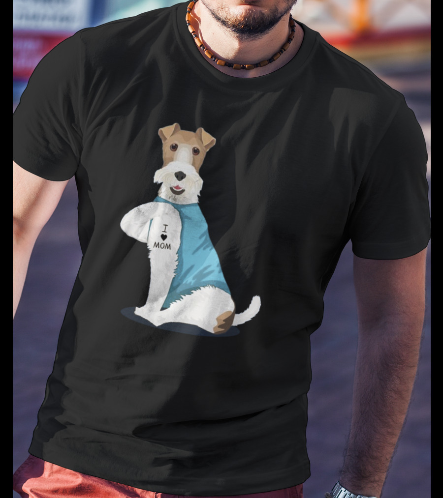 Fox Terrier I Love Mom Tattoo T-Shirt