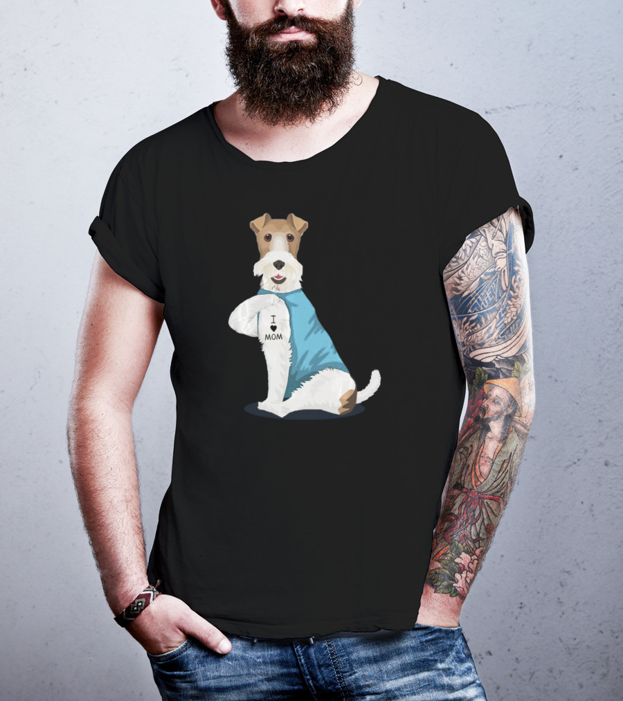 Fox Terrier I Love Mom Tattoo T-Shirt