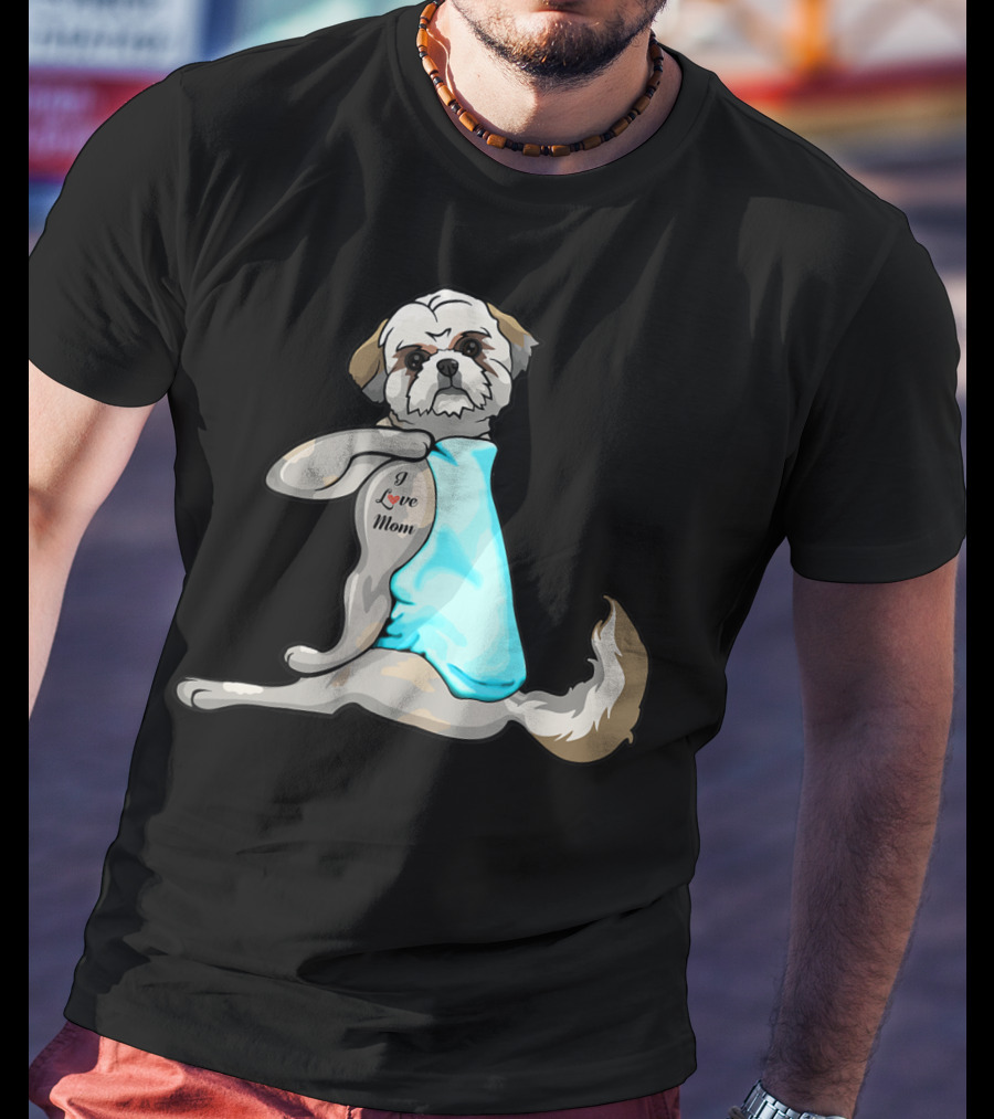 Shih Tzu I Love Mom Tattoo T-Shirt