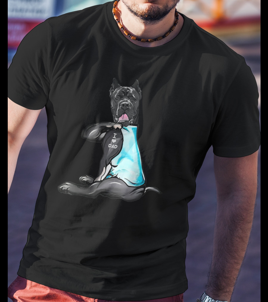 Cane Corso I Love Dad Shirt Black Dog Blue T-Shirt