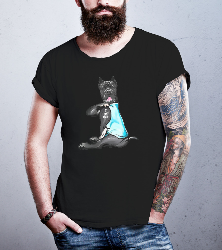Cane Corso I Love Dad Shirt Black Dog Blue T-Shirt