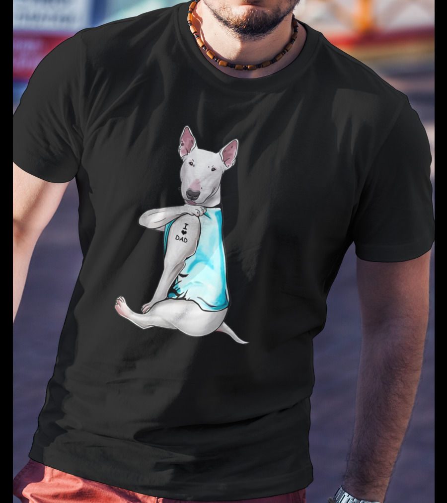 Bull Terrier I Love Dad Tattoo T-Shirt