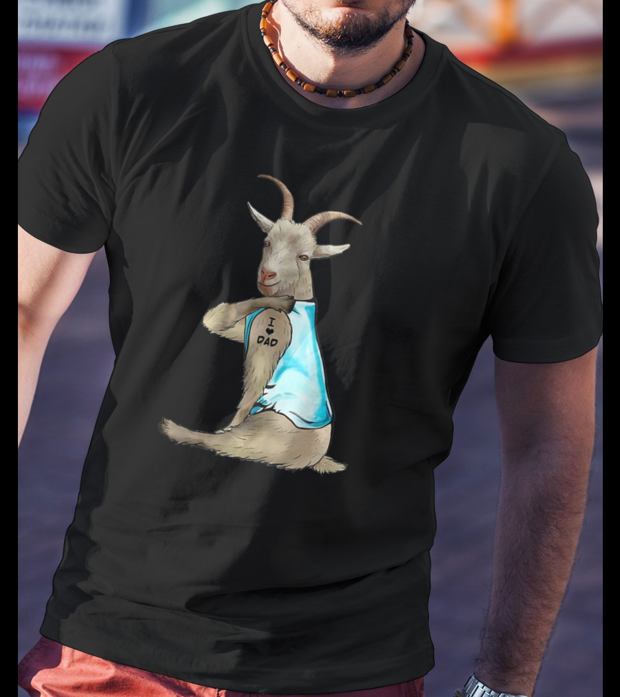 Goat Tattoos I Love Dad Blue Tank Top T-Shirt