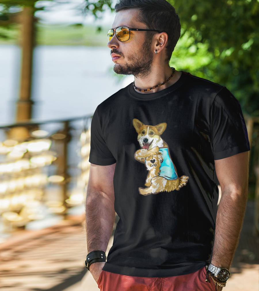 I Love Dad Corgi Father's Day For T-Shirt