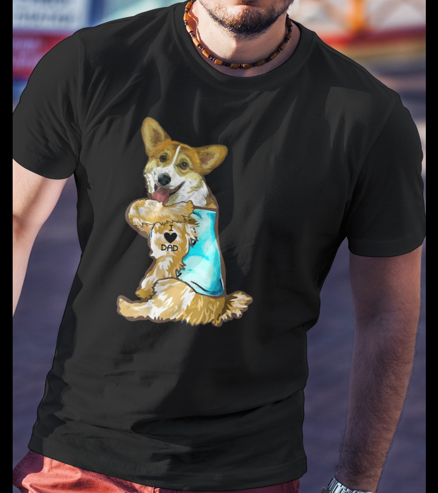 I Love Dad Corgi Father's Day For T-Shirt