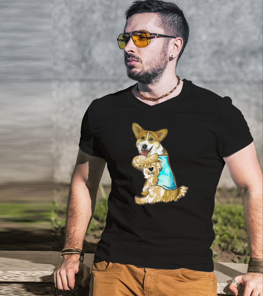 I Love Dad Corgi Father's Day For T-Shirt