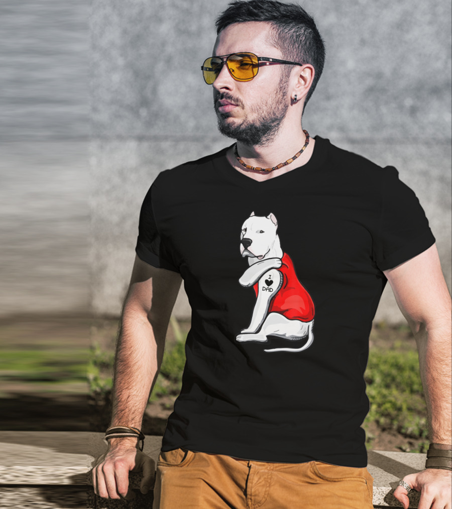I Love Dad Dogo Argentino Father Dog In Red T-Shirt