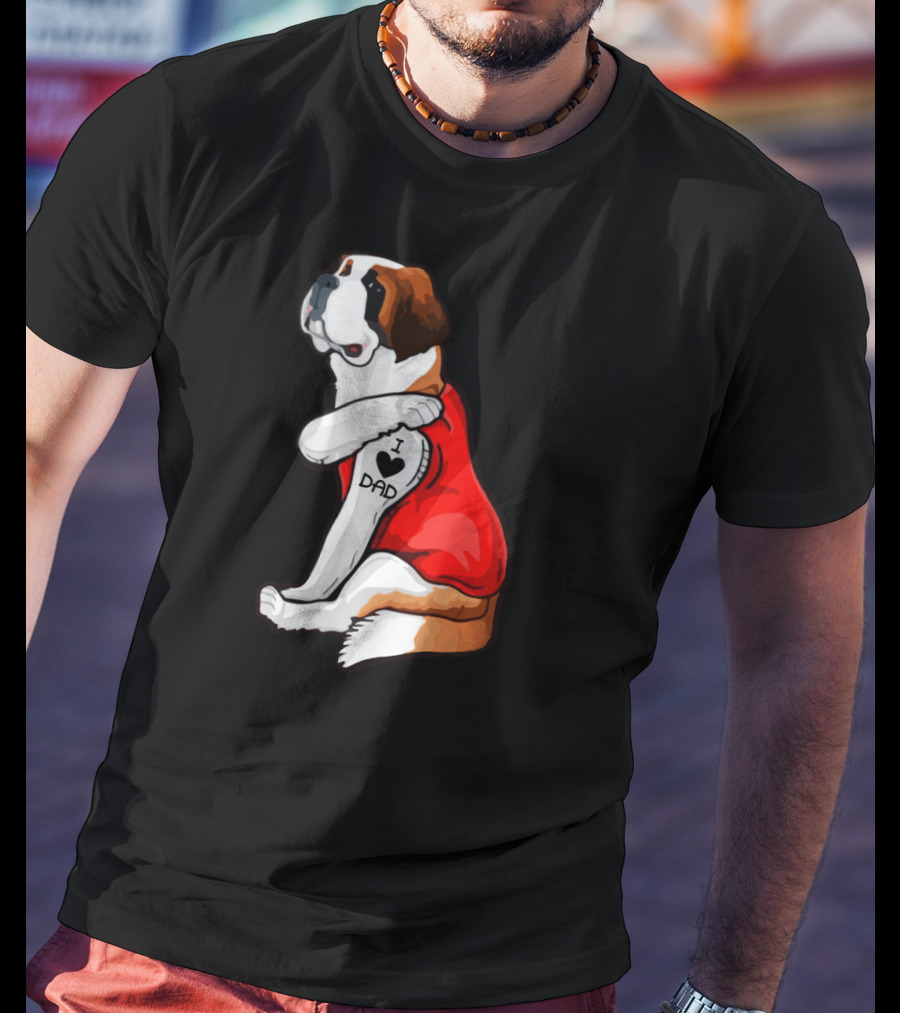 I Heart Dad Leonberger Dog Love Father Tattoo T-Shirt