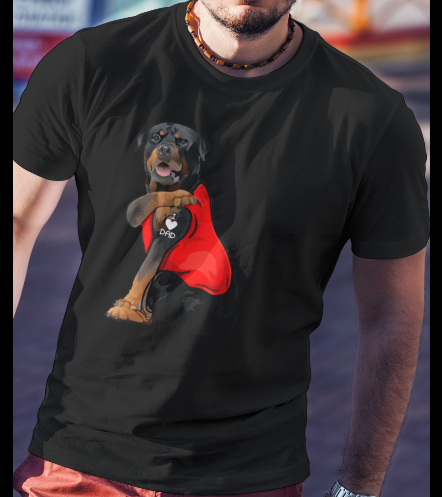 Rottweiler Dog I Love Dad Father Tattoo T-Shirt