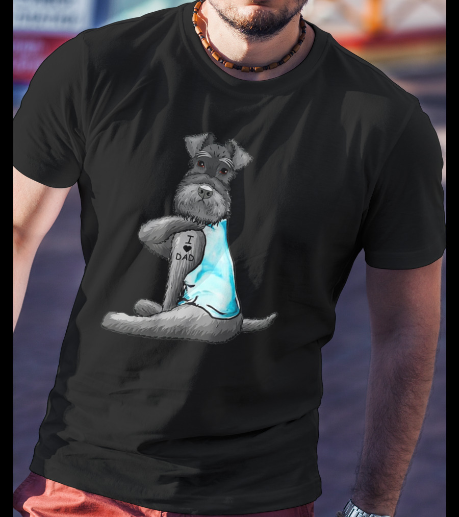 Schnauzer I Love Dad Tattoo T-Shirt