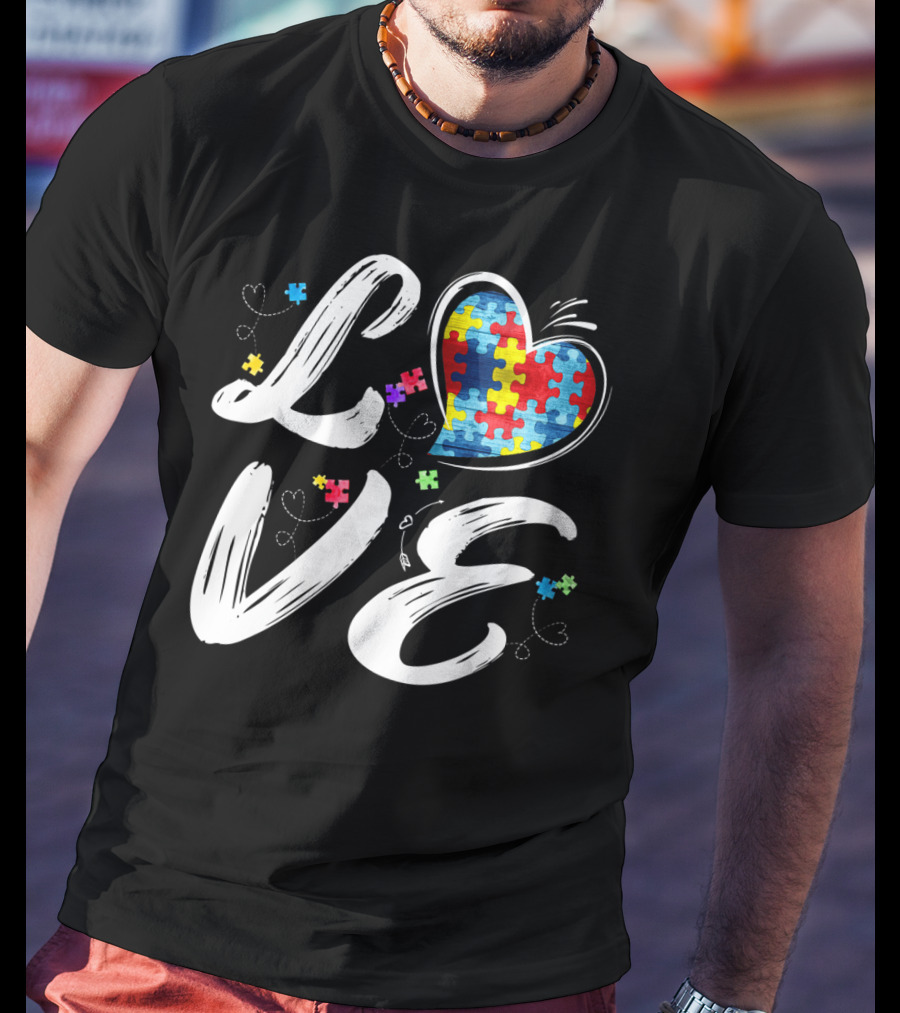 LOVE Heart Puzzle Autism Awareness T-Shirt