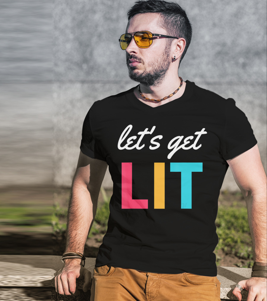 Let's Get Lit Funny Writers Teachers Retro T-Shirt