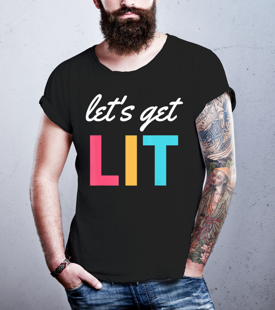 Let's Get Lit Funny Writers Teachers Retro T-Shirt