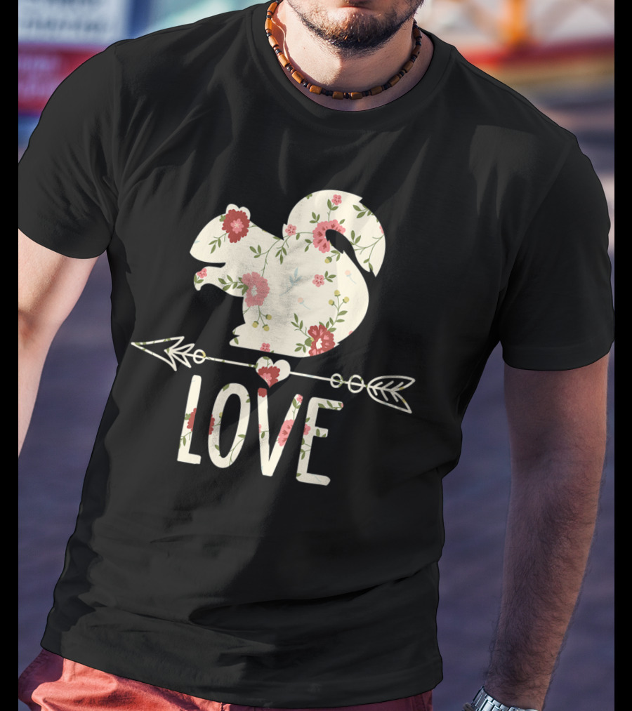 Love Squirrel Floral Vintage Flower Arrow T-Shirt
