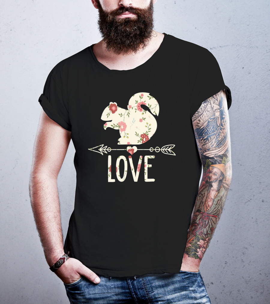 Love Squirrel Floral Vintage Flower Arrow T-Shirt