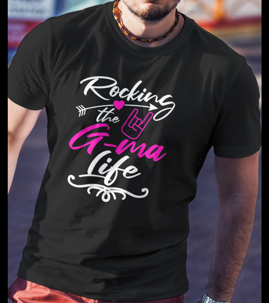 Rocking The G Ma Life Grandma Rock Hand Gesture Heart Arrow T-Shirt