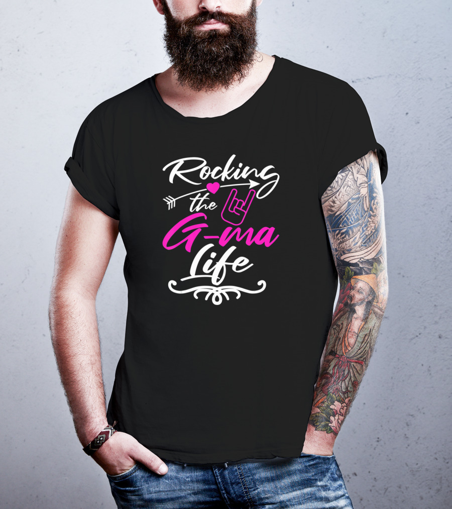 Rocking The G Ma Life Grandma Rock Hand Gesture Heart Arrow T-Shirt