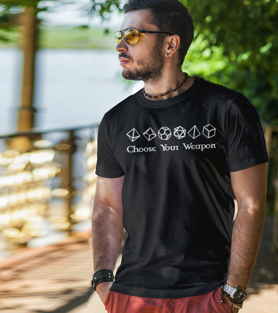 Choose Your Weapon Gamer Dice Icons T-Shirt