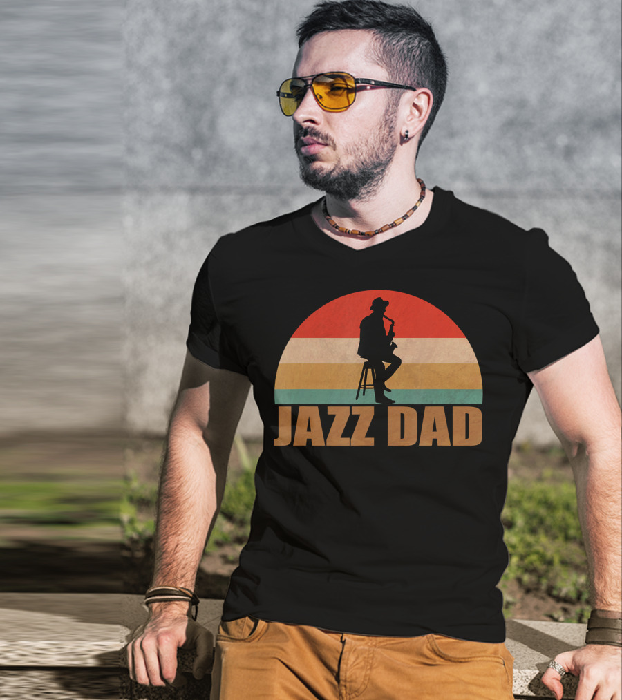 Jazz Dad Retro Vintage Saxophone T-Shirt